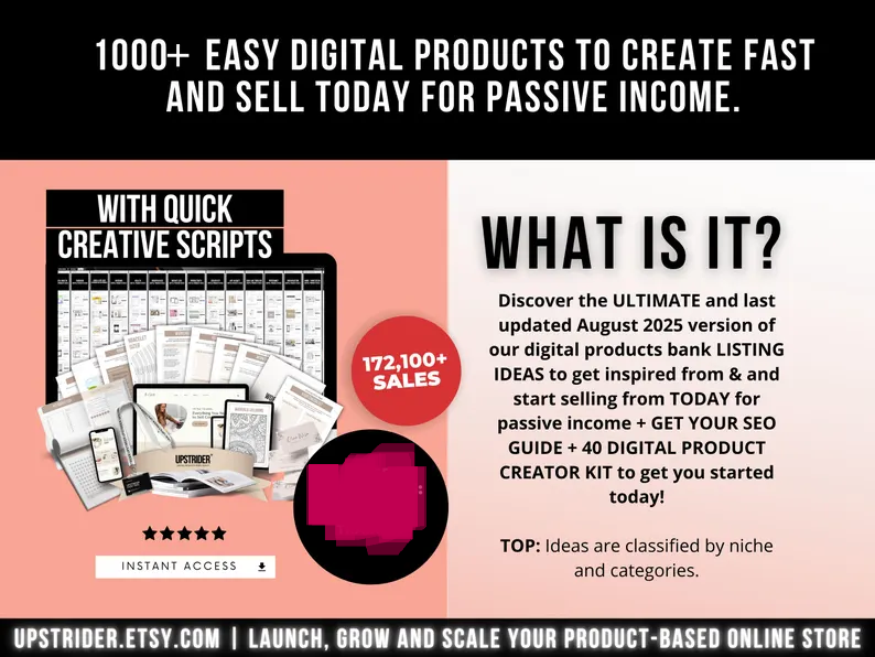 1000 Digital Products Ideas To Create And Sell Today For Passive Income